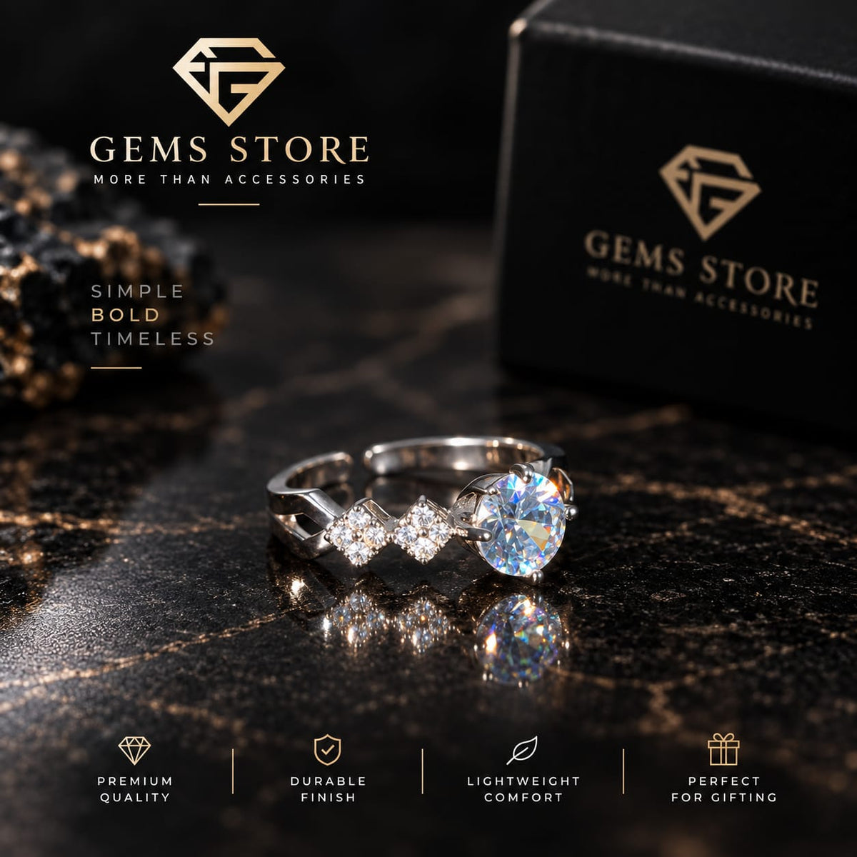 Women's Sterling Silver Solitaire Ring