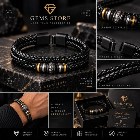Men's Double-Layer Braided Leather Bracelet