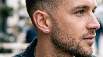 Men's Round Crystal Stud (2 Pcs)