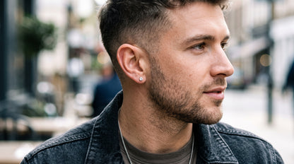 Men's Round Crystal Stud (2 Pcs)