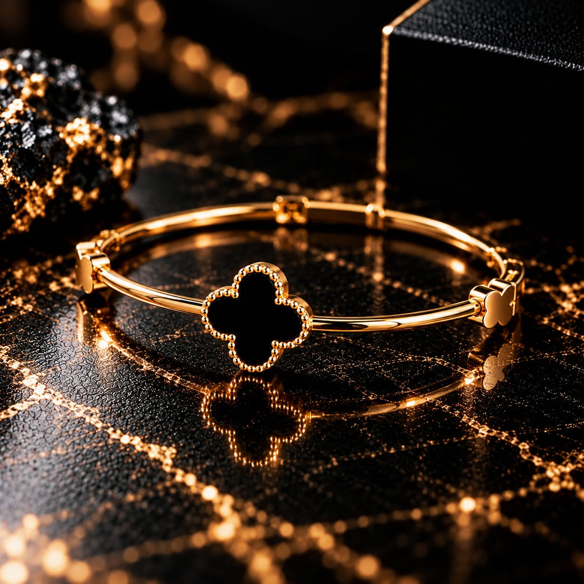 Women's Golden Bracelet + Locket Set