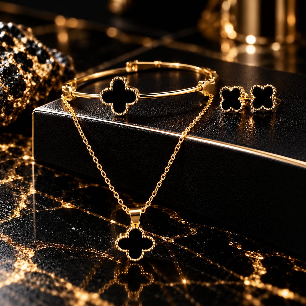 Women's Golden Bracelet + Locket Set