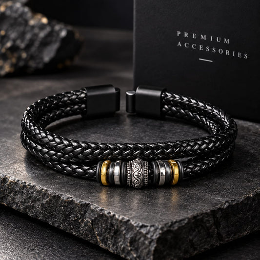 Men's Double-Layer Braided Leather Bracelet